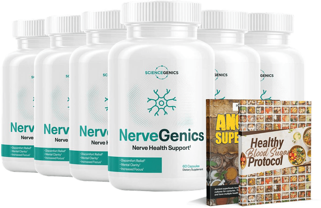 NerveGenics 6-bottle pack with two free bonus eBooks